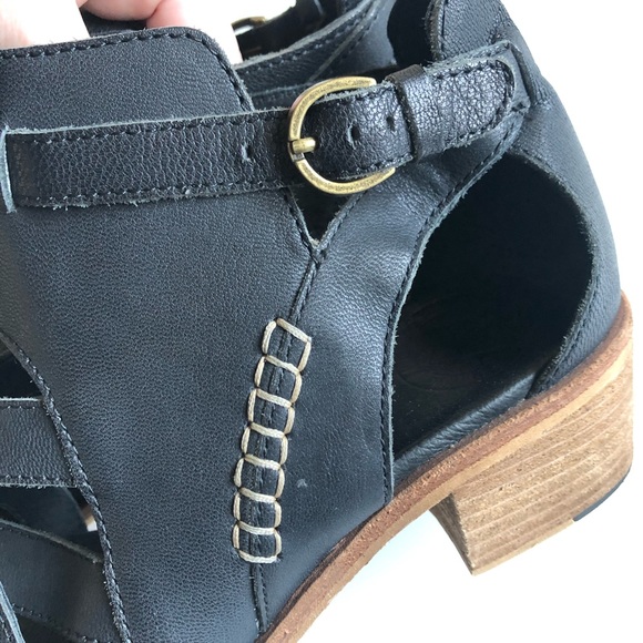 ANTHROPOLOGIE GEE WAWA Black Leather Shalma Heeled Sandals 9 - Picture 7 of 7